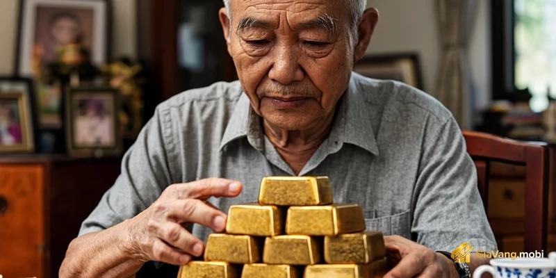 Màn hình điện thoại hiển thị ứng dụng giao dịch vàng theo thời gian thực